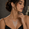 Tear Drop Crystal Necklace/Earrings Jewellery Set, Swarovksi Crystal Elements - Thumbnail Image 3