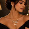 Tear Drop Crystal Necklace/Earrings Jewellery Set, Swarovksi Crystal Elements - Thumbnail Image 1