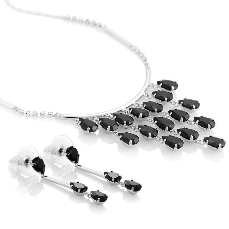 Tear Drop Crystal Necklace/Earrings Jewellery Set, Swarovksi Crystal Elements - Image 10
