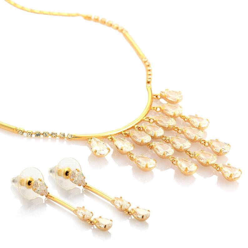 Tear Drop Crystal Necklace/Earrings Jewellery Set, Swarovksi Crystal Elements - Image 2