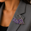 Janeo Swan Brooch Pin Swarovski Crystals Elements Christmas Anniversary Gift Her - Thumbnail Image 1
