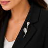 Lapel Pearl Drop Brooch Pin, Swarovski Crystal Elements, Christmas Gift for Her - Thumbnail Image 4