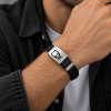 Engraved Skull Mens Bracelet Leather Strap Wristband, Stainless Steel, Great Gift - Thumbnail Image 3