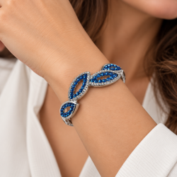 Womens Classic Crystal Cuff Bangle Bracelet Jewelry, Swarovski Crystal Elements