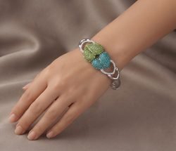 Womens HEARTS Cuff Bangle, Bracelet Jewellery, Swarovski Crystal Elements, 14K Gold
