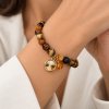 Mens Bracelet, Agate Beads Natural Stones Wristband, Swarovski Crystal Elements - Thumbnail Image 1