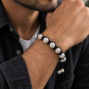 Natural Agate Shamballa Mens & Womens Bead Bracelet Black Tibetan Under £20 Gift - Thumbnail Image 1