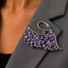 Janeo Swan Brooch Pin Swarovski Crystals Elements Christmas Anniversary Gift Her - Thumbnail Image 2