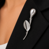 Lapel Pearl Drop Brooch Pin, Swarovski Crystal Elements, Christmas Gift for Her - Thumbnail Image 5