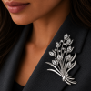 Bouquet Flower Lapel Crystal Brooch Pin Jewellery, Swarovski Crystal Elements - Thumbnail Image 4