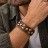 Mens Leather Wristband Strap Dark Brown Genuine Buffalo. Adjustable Cuff, Janeo - Thumbnail Image 1