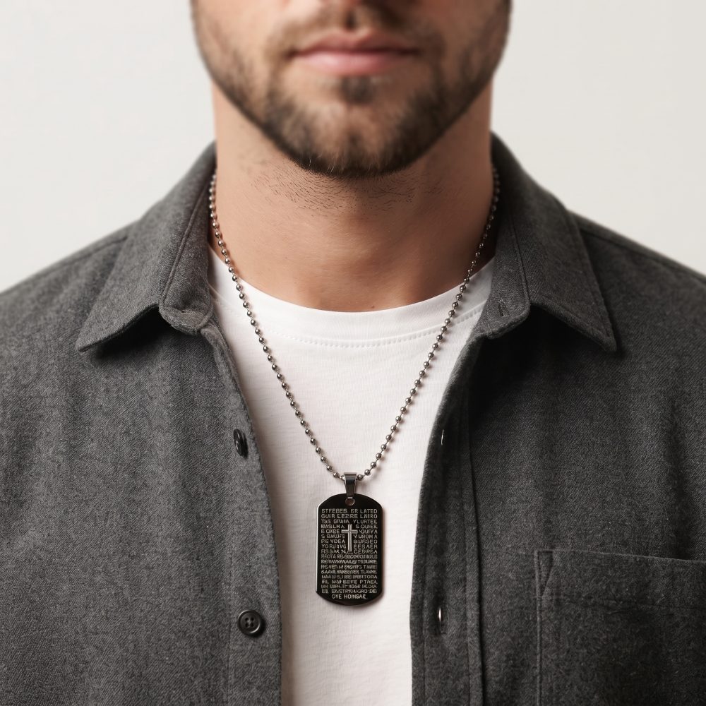 Mens Jewelry, mens Jewelry in steel dog tag, Mens pendant which is a solid tablet - Image 1