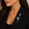 Lapel Pearl Drop Brooch Pin, Swarovski Crystal Elements, Christmas Gift for Her - Thumbnail Image 16