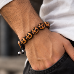 Shamballa Jewellery Cord Bangle Bracelets Pair with Multi Colour Skulls, Janeo