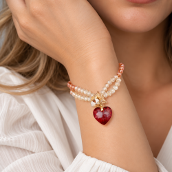 Crystal & Beads Bracelet Jewellery, Swarovski Crystal Element, Love Heart Charms