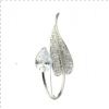 Womens Elegant Lapel Leaf Brooch Pin, Pear Drop Crystal. Silver Plated, SALE (2Pc) - Thumbnail Image 4