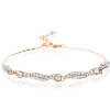 Vintage Crystal Chain Bracelet Jewelry, Swarovski Crystal Elements on 14K Gold - Thumbnail Image 2