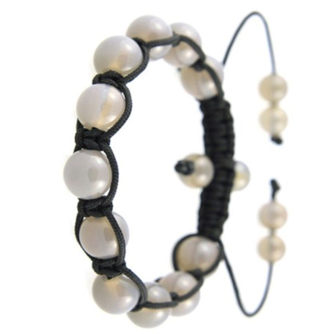 Natural Agate Shamballa Mens & Womens Bead Bracelet Black Tibetan Under £20 Gift - Image 2