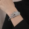 Womens Crystal Cuff Bangle, Swarovski Crystal Elements Spiral, 14K Gold Bracelet - Thumbnail Image 1