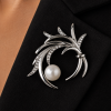 Vintage Brooch Pin, Round Pearls, Clear Swarovksi Crystal Elements, SALE (2Pc) - Thumbnail Image 4