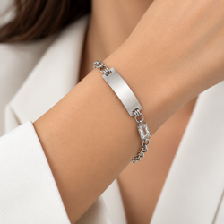 Womens Chain & Plate Bracelet, Swarovksi Crystal Elements Jewel, Classic Design