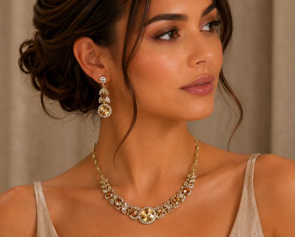 Jewellery Set, Necklace, Earrings, Swarovski Crystal Elements & Zirconia Crystals - Image 7