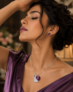 Swarovki Crystal Elements Pendant Necklace and Earrings Love Heart Set, Gift Idea