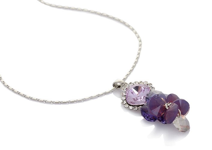 Womens Pendant Necklace, Translucent Sparkling Swiss Crystal Elements & Beads - Image 2