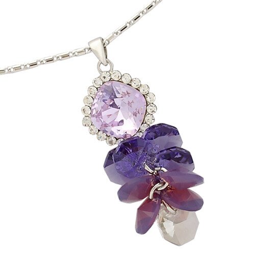 Womens Pendant Necklace, Translucent Sparkling Swiss Crystal Elements & Beads - Image 3