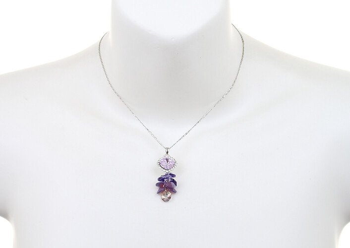Womens Pendant Necklace, Translucent Sparkling Swiss Crystal Elements & Beads - Image 4