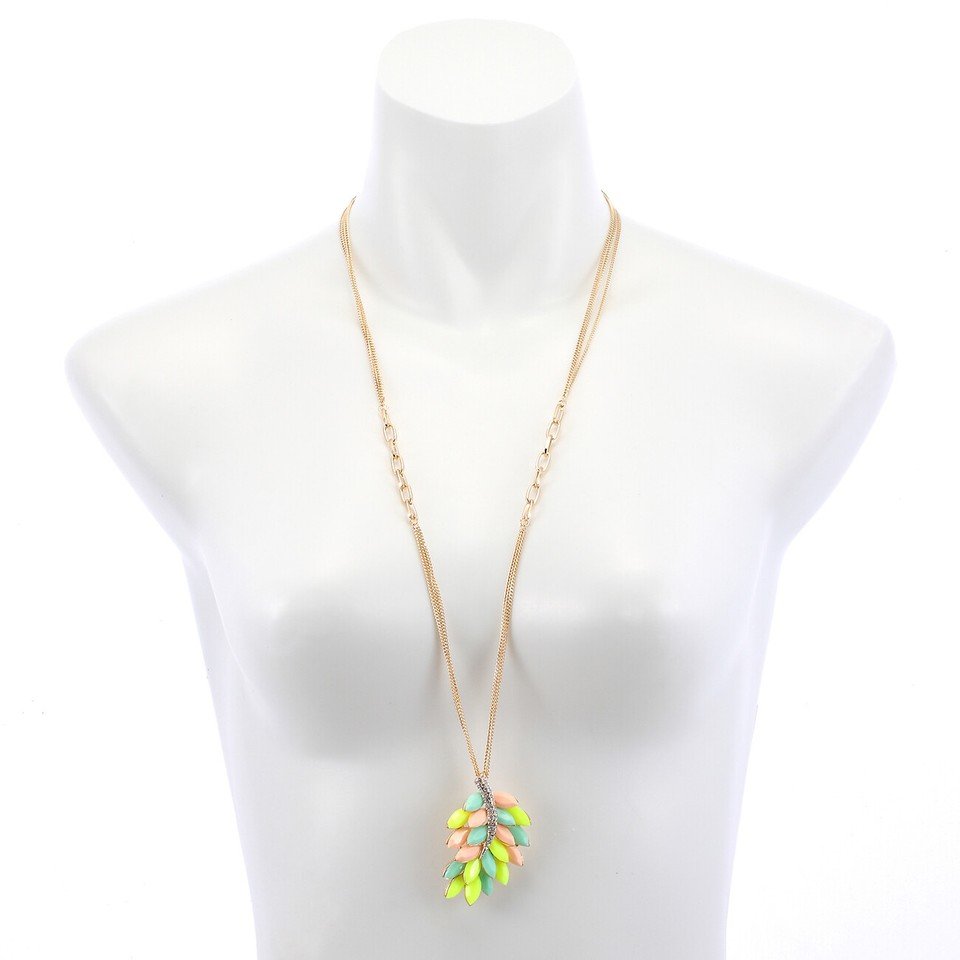 Long Chain Pendant Necklace, Swarovski Crystal Elements & Pear Drops, Gift for Her - Image 7