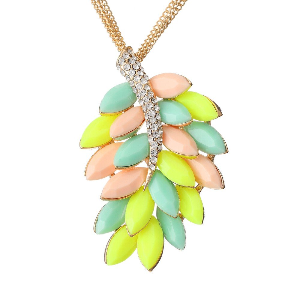 Long Chain Pendant Necklace, Swarovski Crystal Elements & Pear Drops, Gift for Her - Image 8
