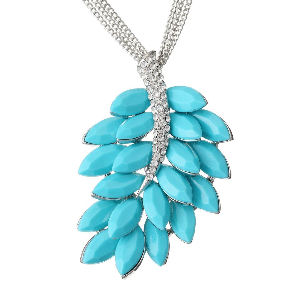 Long Chain Pendant Necklace, Swarovski Crystal Elements & Pear Drops, Gift for Her - Image 16