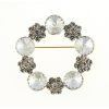 Womens Classic Lapel Brooch Pin, Round Vintage Silver Rhodium Plated! SALE (2Pc) - Thumbnail Image 3