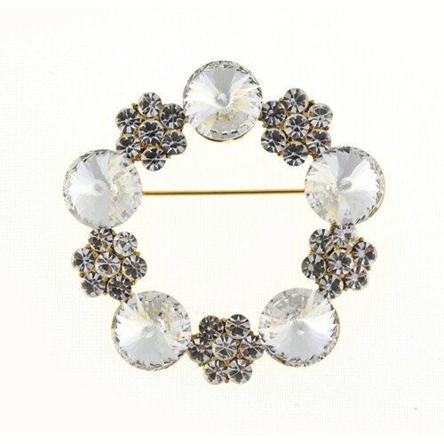 Womens Classic Lapel Brooch Pin, Round Vintage Silver Rhodium Plated! SALE (2Pc) - Image 3