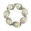 Silver Rhodium Brooch Pin, Clear Swarovksi Crystal Elements & Pearls, Sale (2Pcs) - Thumbnail Image 3