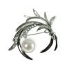 Vintage Brooch Pin, Round Pearls, Clear Swarovksi Crystal Elements, SALE (2Pc) - Thumbnail Image 5
