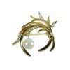 Vintage Brooch Pin, Round Pearls, Clear Swarovksi Crystal Elements, SALE (2Pc) - Thumbnail Image 7