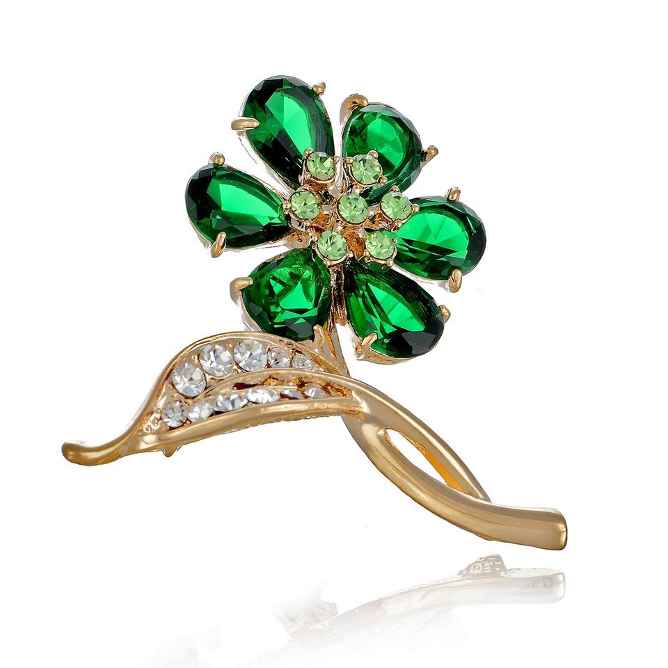 6 Leaf Clover Brooch Pin, Classic Timeless Jewellery, Swarovski Crystal Elements - Image 4