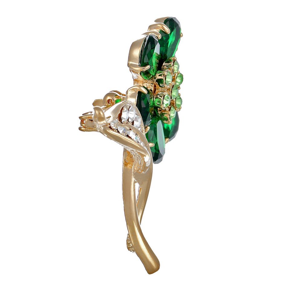 6 Leaf Clover Brooch Pin, Classic Timeless Jewellery, Swarovski Crystal Elements - Image 5