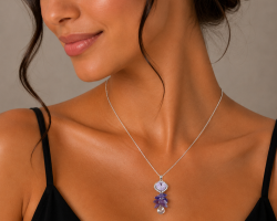Womens Pendant Necklace, Translucent Sparkling Swiss Crystal Elements & Beads