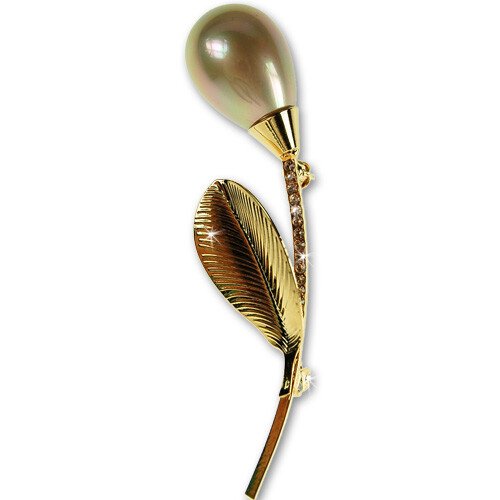 Lapel Pearl Drop Brooch Pin, Swarovski Crystal Elements, Christmas Gift for Her - Image 3
