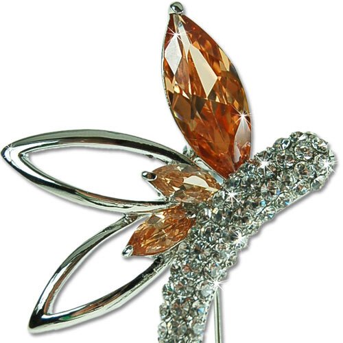 Vintage Art Deco Pear Drop Brooch Pin, Silver Rhodium, Swarovski Crystal Elements - Image 9