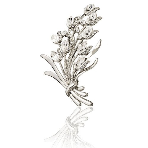 Bouquet Flower Lapel Crystal Brooch Pin Jewellery, Swarovski Crystal Elements - Image 5