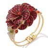 Enamel Flower Design, Womens Cuff Bangle, 14K Gold, Swarovksi Crystals Elements - Thumbnail Image 5