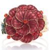 Enamel Flower Design, Womens Cuff Bangle, 14K Gold, Swarovksi Crystals Elements - Thumbnail Image 6