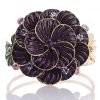 Enamel Flower Design, Womens Cuff Bangle, 14K Gold, Swarovksi Crystals Elements - Thumbnail Image 3