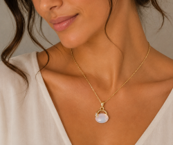 Opal Pendant Necklace Jewelry, Swarovski Crystal Element 14K Gold Chain.Under £10