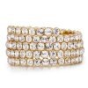 Bangle Bracelet Spiral Coil Cuff Bangle, 14K Gold, Swarovski Crystal Elements - Thumbnail Image 3