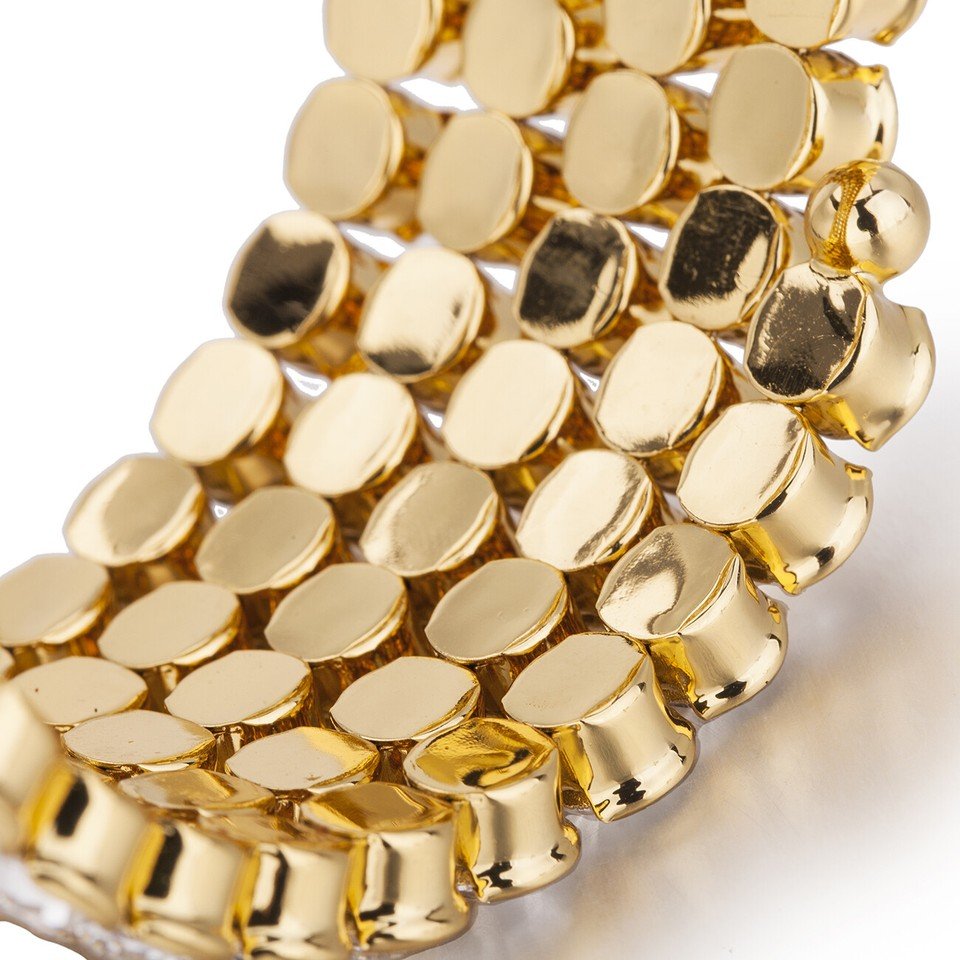 Bangle Bracelet Spiral Coil Cuff Bangle, 14K Gold, Swarovski Crystal Elements - Image 5